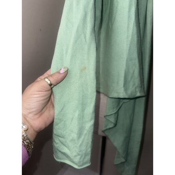 Eileen Fisher Women Green Open Front Hi-Lo Cardigan Sweater Silk Cashmere Sz L - Picture 9 of 12